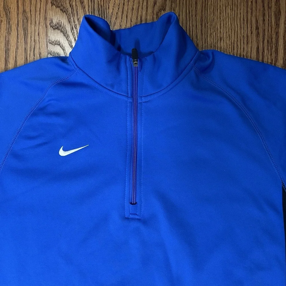 Nike Therma Fit Mens 1/4 Zip Pullover Sweatshirt Blue Black  Size L Long Sleeve